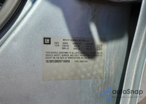 2017 Chevrolet Cruze Premier from USA, damaged, VIN 1G1BF5SM2H7190898